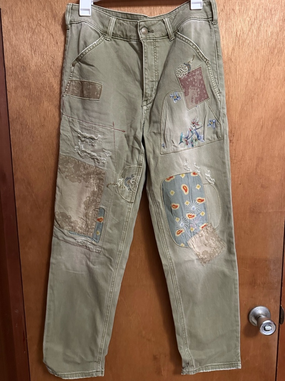 EUC Pilcro Olive Green Patchwork Pants